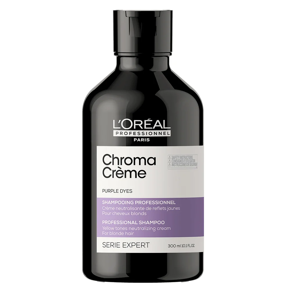 Champú neutralizador de tonos amarillos Chroma Crème de L'Oréal Professionnel Paris - cabello rubio a rubio platino (300 ml) Imagen 1