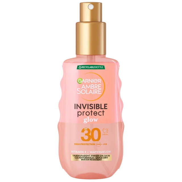 Crema solar en espray Ambre Solaire Invisible Protect Glow Transparent con FPS 30 de Garnier - Sandía 150 ml