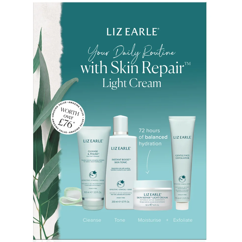 Liz Earle Your Daily Routine with Skin Repair Light Cream Kit Imagen 1