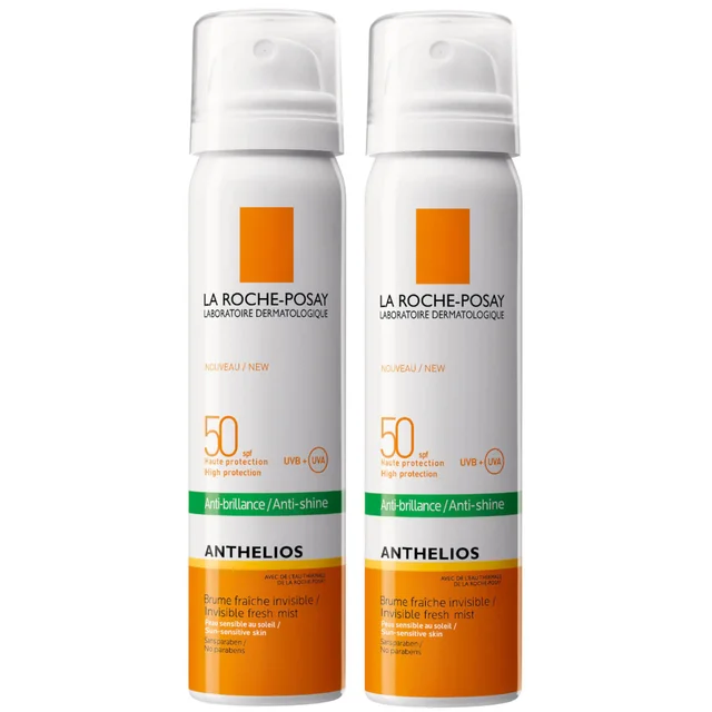 Dúo de brumas faciales de protección solar Anthelios Anti-Shine Invisible con FPS 50+ de La Roche-Posay 75 ml
