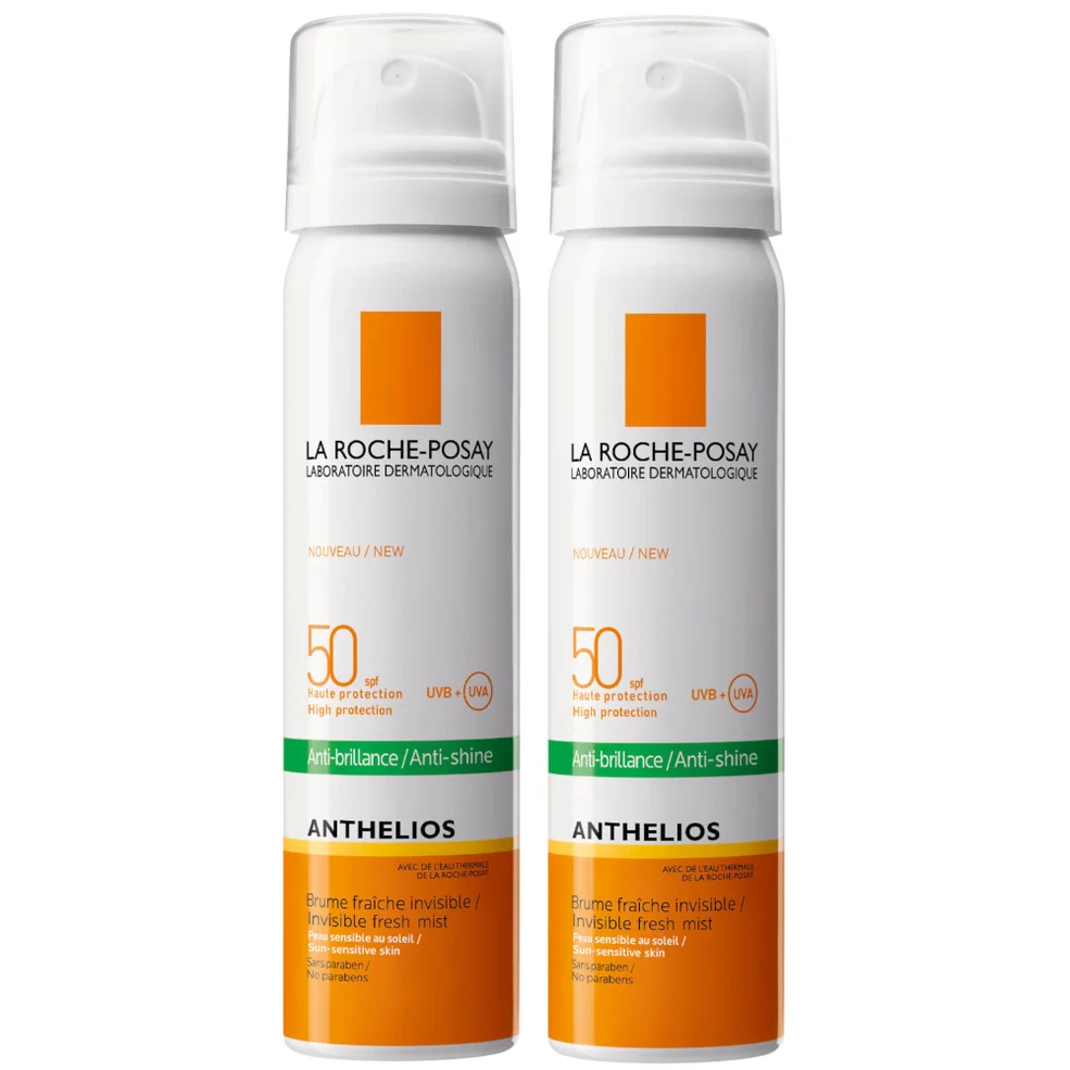 Dúo de brumas faciales de protección solar Anthelios Anti-Shine Invisible con FPS 50+ de La Roche-Posay 75 ml Imagen 1
