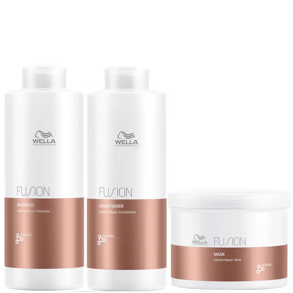 Wella Professionals Fusion Repair Shampoo, Conditioner and Mask Super Size Regime Bundle Imagen 1