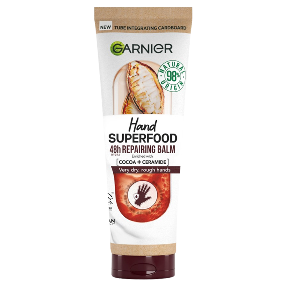 Garnier Vegan Hand Superfood, Repairing Hand Cream with Cocoa and Ceramide for Very Dry, Rough Hands 75ml Imagen 1