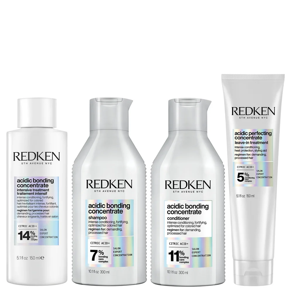 Set de pretratamiento intensivo, champú, acondicionador y tratamiento sin aclarado Acidic Bonding Concentrate de Redken Imagen 1