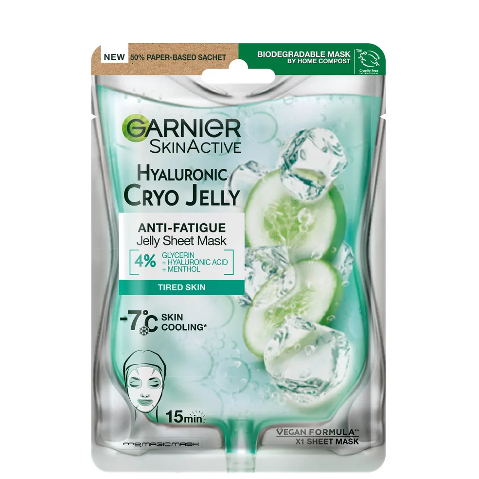 Garnier Anti-Fatigue Hyaluronic Acid and Icy Cucumber Cryo Jelly Face Mask 27g Imagen 1