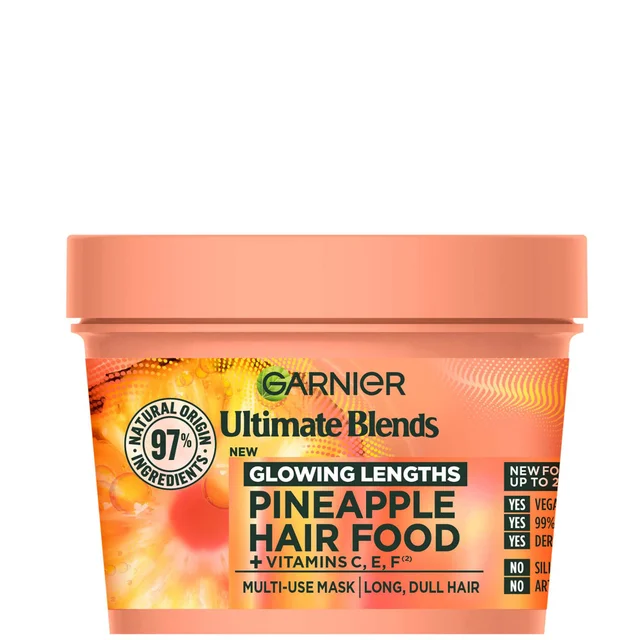 Mascarilla capilar 3 en 1 con piña y amla Ultimate Blends Glowing Lengths Hair Food de Garnier, 400 ml