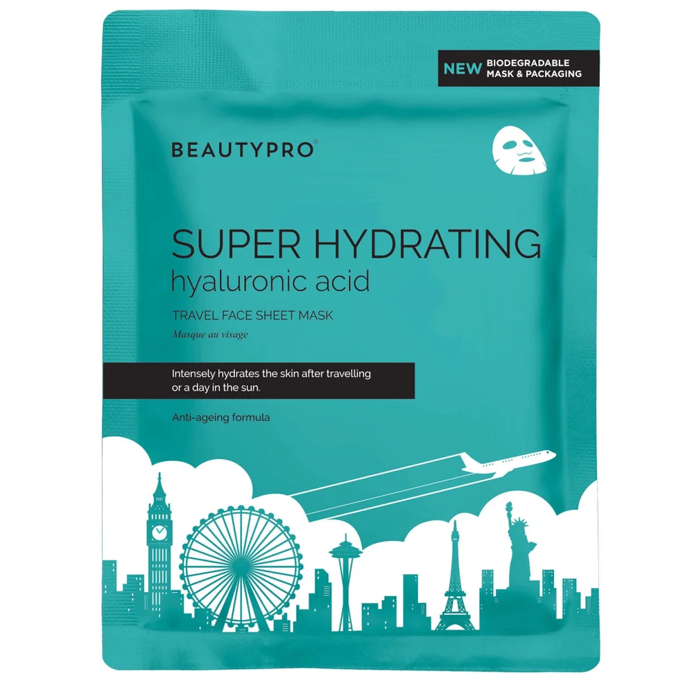 BEAUTYPRO Super Hydrating Hyaluronic Acid Travel Face Sheet Mask Imagen 1
