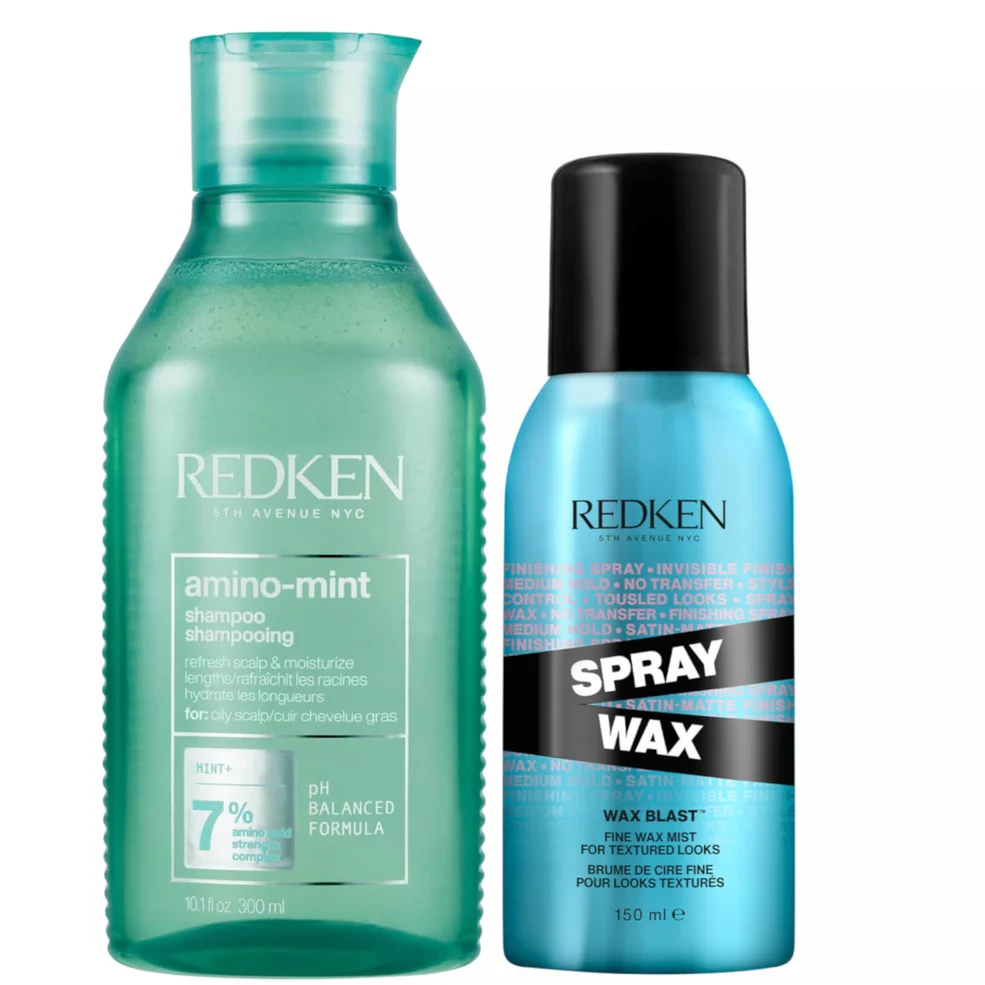 Redken Amino Mint for Oily Scalps and Finishing Hair Spray Wax for Body and Dimension Bundle Imagen 1