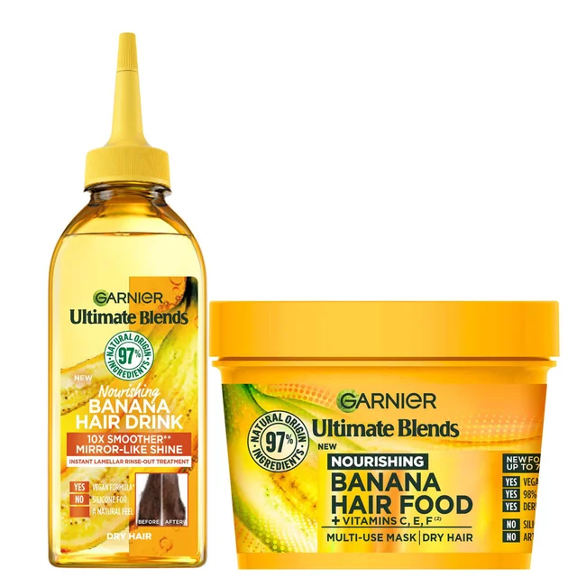 Rutina de tratamiento intensivo y nutritivo de plátano Ultimate Blends Hair Food de Garnier