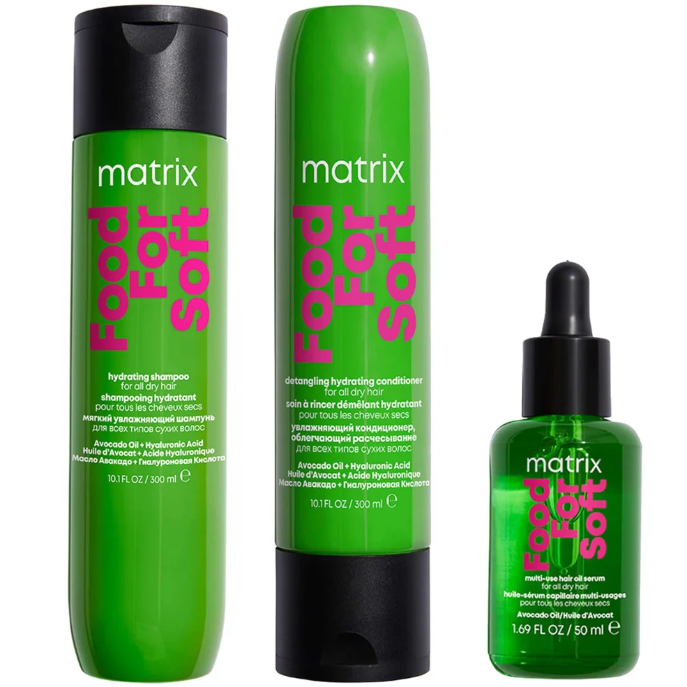 Matrix Food for Soft Hydrating Shampoo, Conditioner and Hair Oil with Avocado Oil and Hyaluronic Acid for Dry Hair Routine Imagen 1