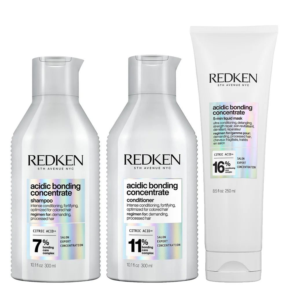 Redken Acidic Bonding Concentrate Shampoo, Conditioner and 5-Minute Liquid Hair Mask Bond Repair Bundle Imagen 1