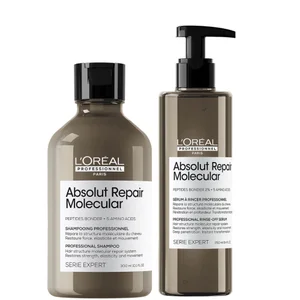 L'Oréal Professionnel Serie Expert Absolut Repair Molecular Shampoo and Rinse-off Serum Duo for Damaged Hair - undefined undefined