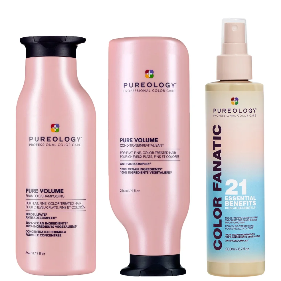 Pureology Pure Volume Shampoo, Conditioner and Color Fanatic Spray Routine for Flat and Fine Hair Imagen 1