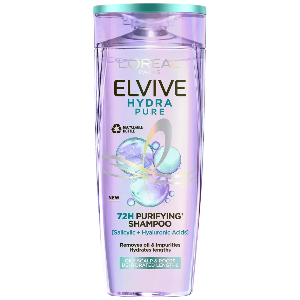 L'Oréal Paris Elvive Hydra Pure 72h Purifying Shampoo with Hyaluronic and Salicylic Acids 500ml Imagen 1