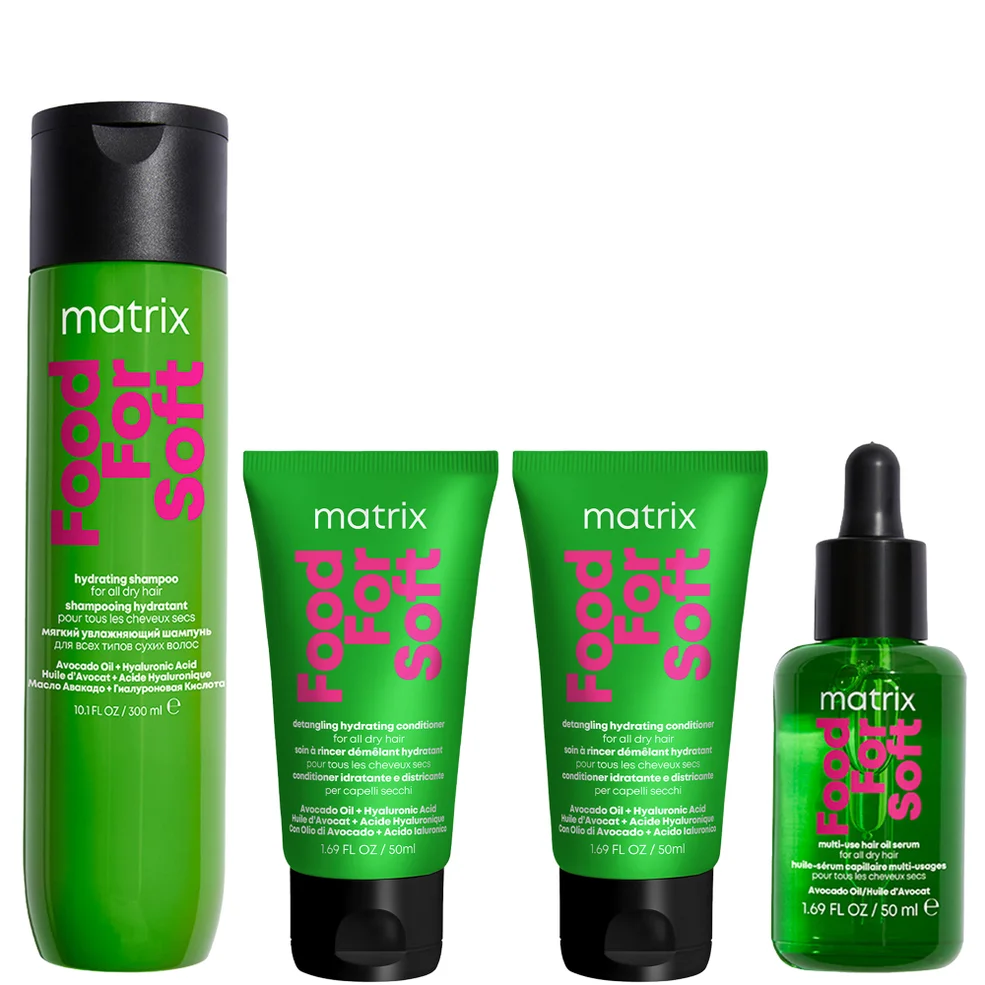 Matrix Food for Soft Shampoo, Oil and 2 x Travel Size Conditioners Bundle with Avocado Oil and Hyaluronic Acid for Dry Hair Imagen 1