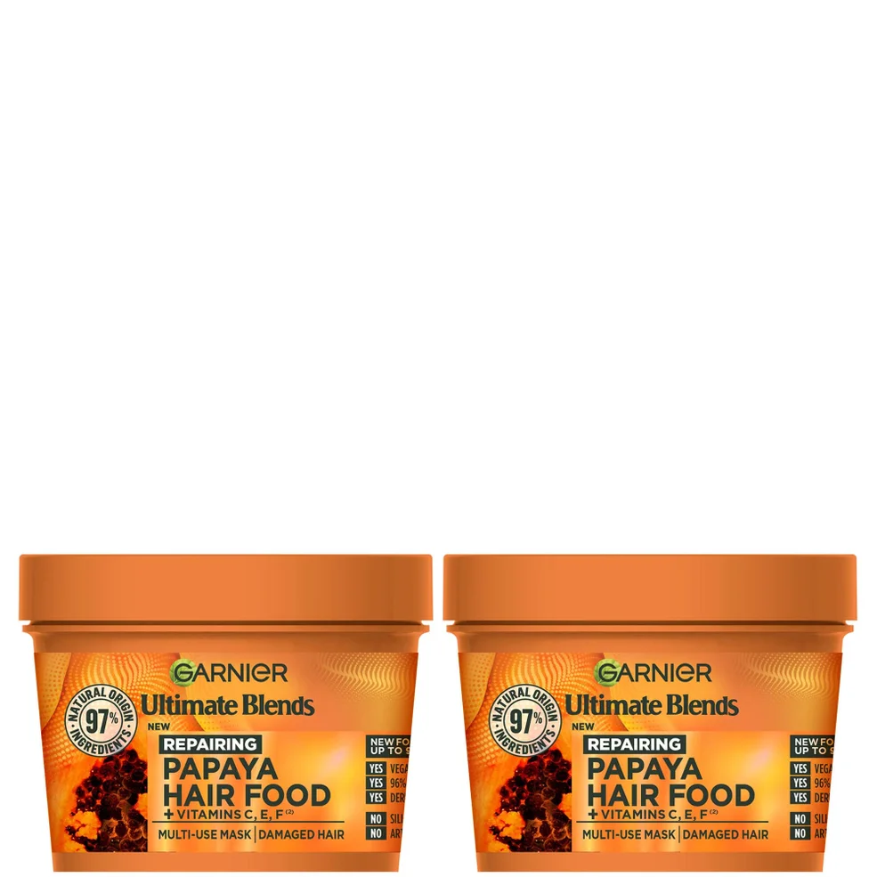 Garnier Ultimate Blends Papaya 3-in-1 Damaged Hair Mask Duo Imagen 1