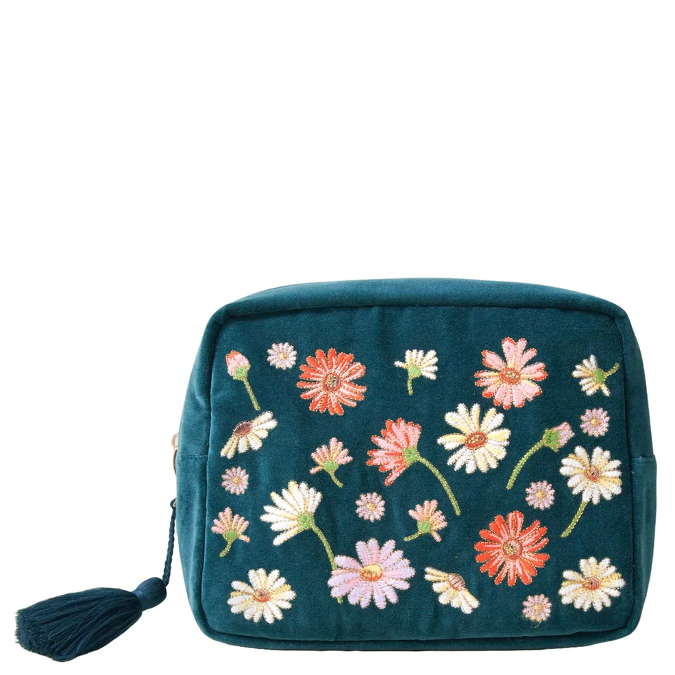 Elizabeth Scarlett Wildflower Rich Blue Velvet Wash Bag Imagen 1