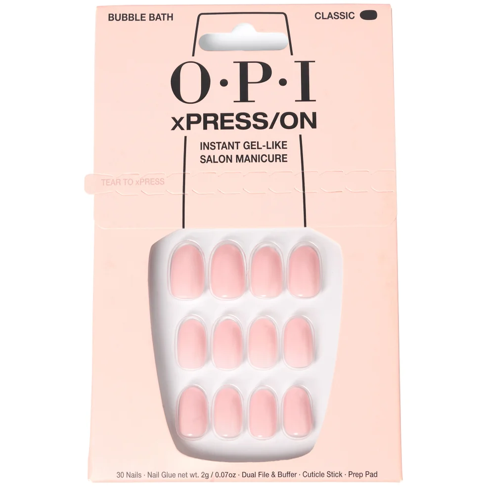 OPI xPRESS/ON Sheer Pink Press On Nails Gel-Like Salon Manicure - Bubble Bath Imagen 1