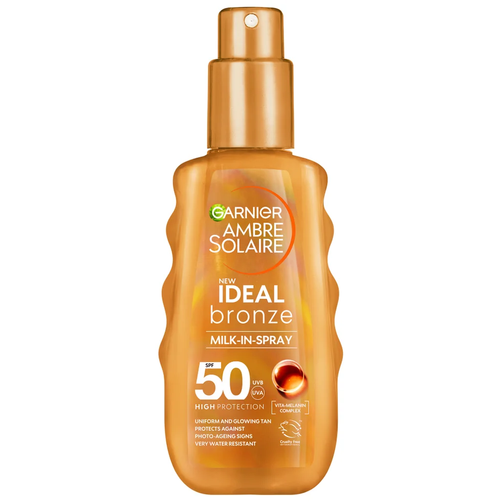Garnier Ambre Solaire Ideal Bronze Milk-In Tanning SPF 50 Spray for Face and Body 150ml Imagen 1
