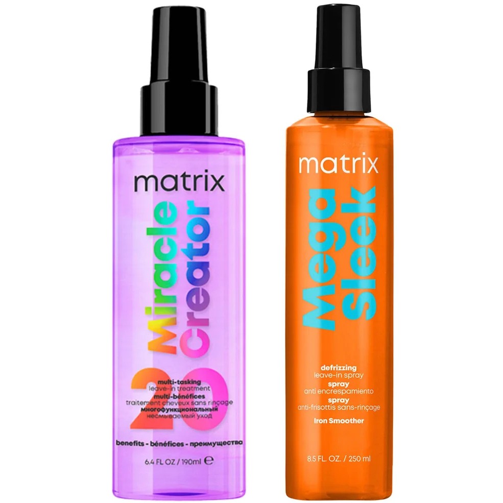 Matrix Mega Sleek Iron Smoother For Anti-Frizz and Humidity Protection + Miracle Creator 20 Benefits Hair Treatment Spray Bundle Imagen 1
