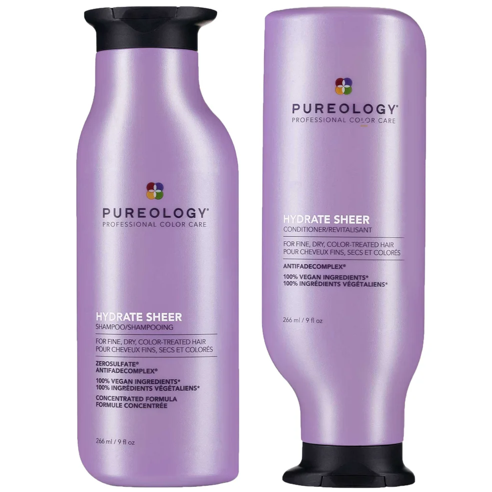 Pureology Hydrate Sheer Shampoo and Conditioner Bundle for Fine, Dry Hair, Sulphate Free for a Gentle Cleanse Imagen 1