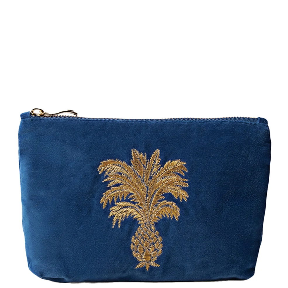 Elizabeth Scarlett Pineapple Cobalt Velvet Mini Pouch Imagen 1