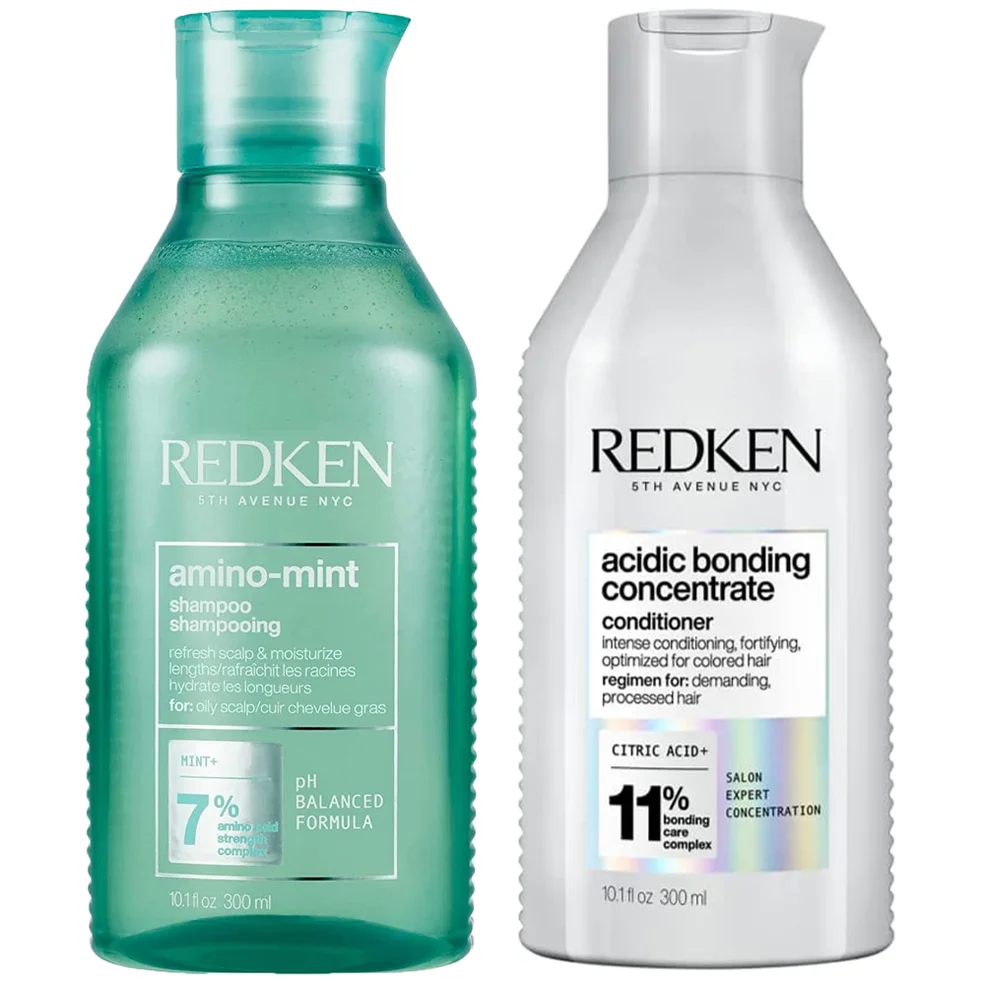 Redken Amino Mint Scalp Cleansing for Greasy Hair Shampoo and Acidic Bonding Concentrate Conditioner Bundle Imagen 1