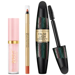 Max Factor Lip Gloss, Lip Liner and Mascara Bundle (Various Shades) - Shade Brown N Nude