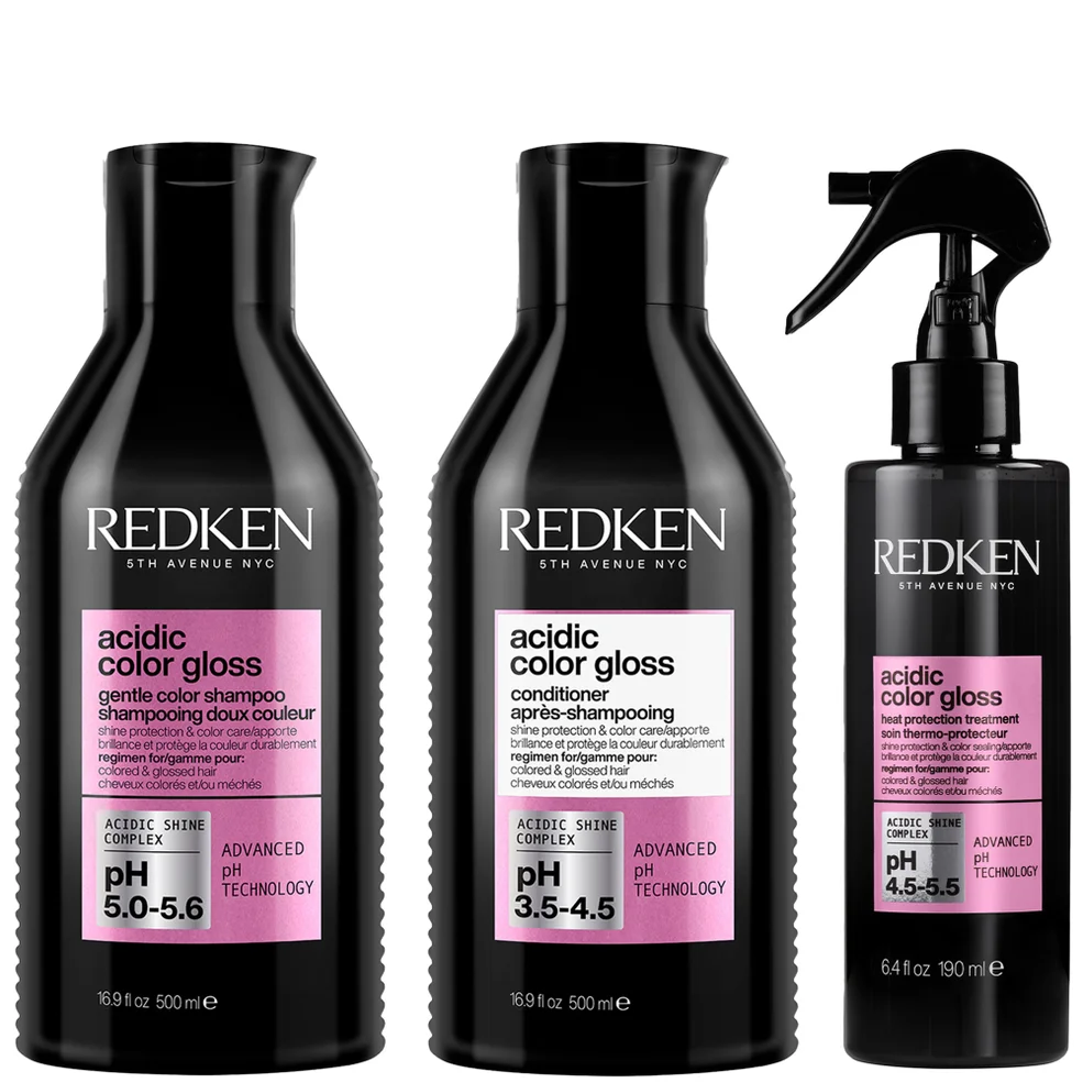 Redken Acidic Color Gloss Sulphate-Free Shampoo and Conditioner 500ml and Heat Protection Leave-in Treatment 190ml Bundle Imagen 1
