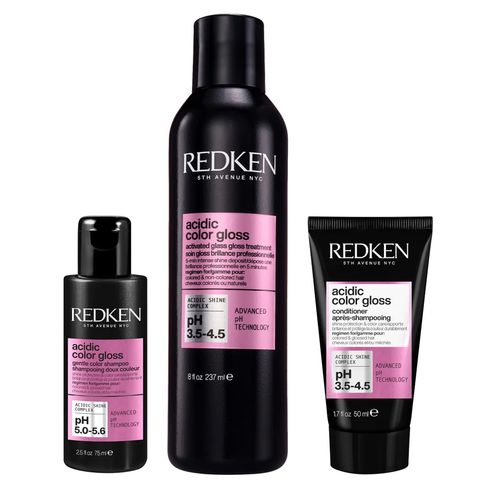 Redken Acidic Color Gloss Shampoo Mini 75ml, Activated Glass Gloss Treatment 237ml and Conditioner Mini 50ml Imagen 1