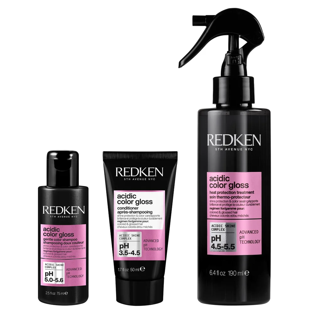 Redken Acidic Color Gloss Shampoo Mini 75ml, Conditioner Mini 50ml and Heat Protection Treatment 190ml Imagen 1