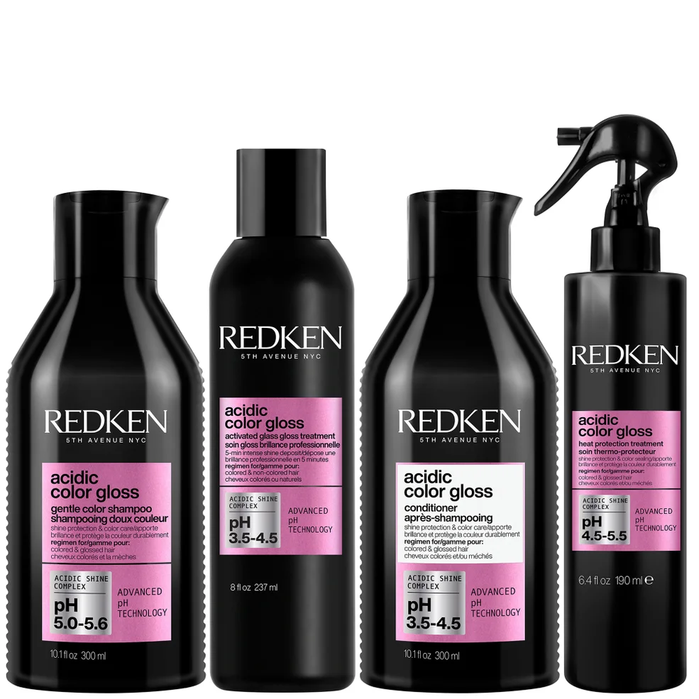 Redken Acidic Color Gloss Sulphate-Free Shampoo 300ml, Glass Gloss Treatment 237ml, Conditioner 300ml & Leave-in Treatment 190ml Imagen 1