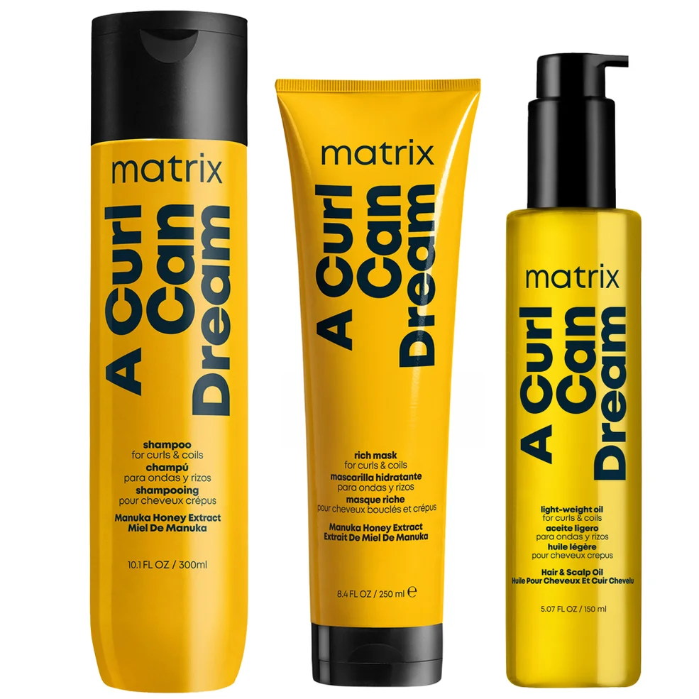 Matrix A Curl Can Dream Cleansing Shampoo 300ml, Hair Mask 250ml and Moisturising Hair Oil 150ml Bundle for Curls and Coils Imagen 1