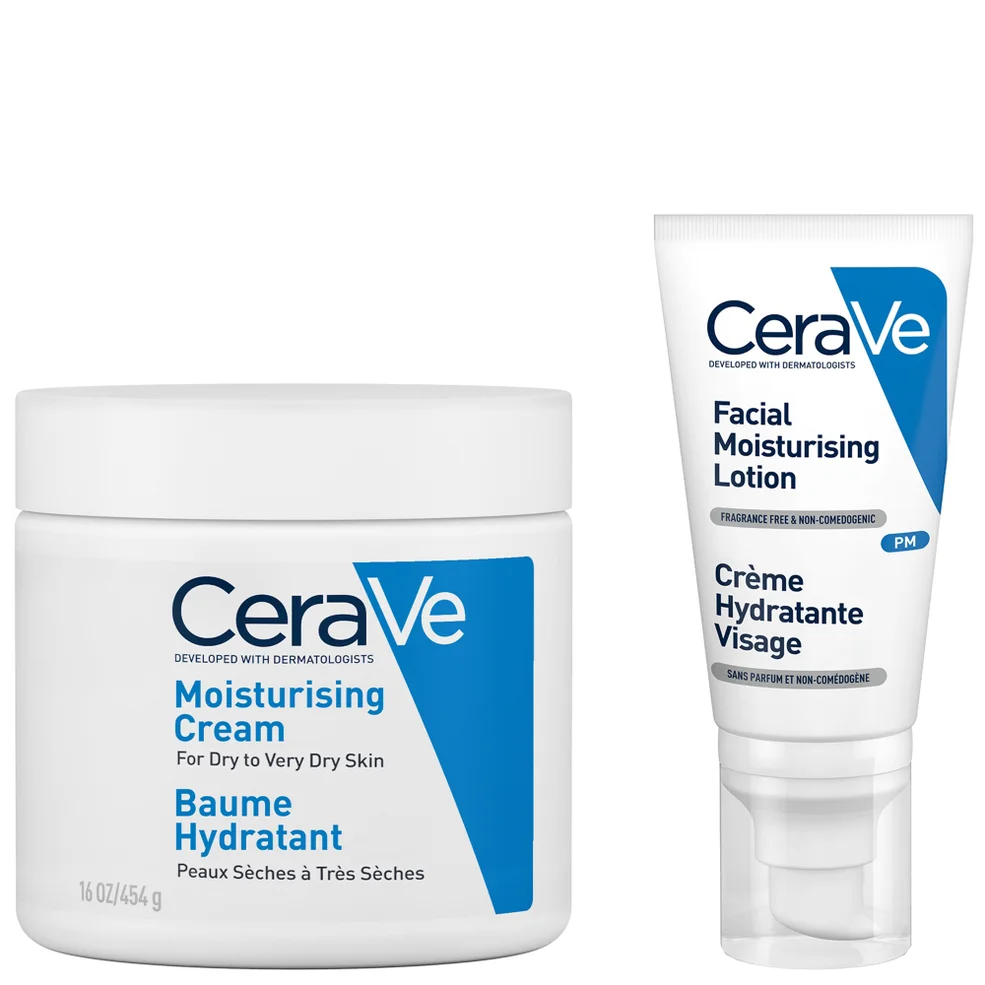 CeraVe Evening Moisturising Routine for Dry Skin, Face and Body Moisturiser with Hyaluronic Acid Imagen 1