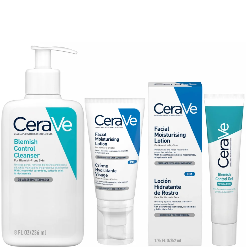 CeraVe 3-Step Blemish Control and Moisturising Evening Routine for Oily to Blemish-Prone Skin with Salicylic Acid Imagen 1