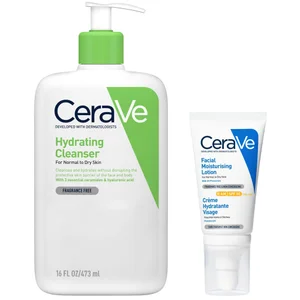 CeraVe Cleanse and Protect Face Routine for Dry Skin, Hydrating Cleanser and Facial Moisturiser with SPF 50 - undefined undefined