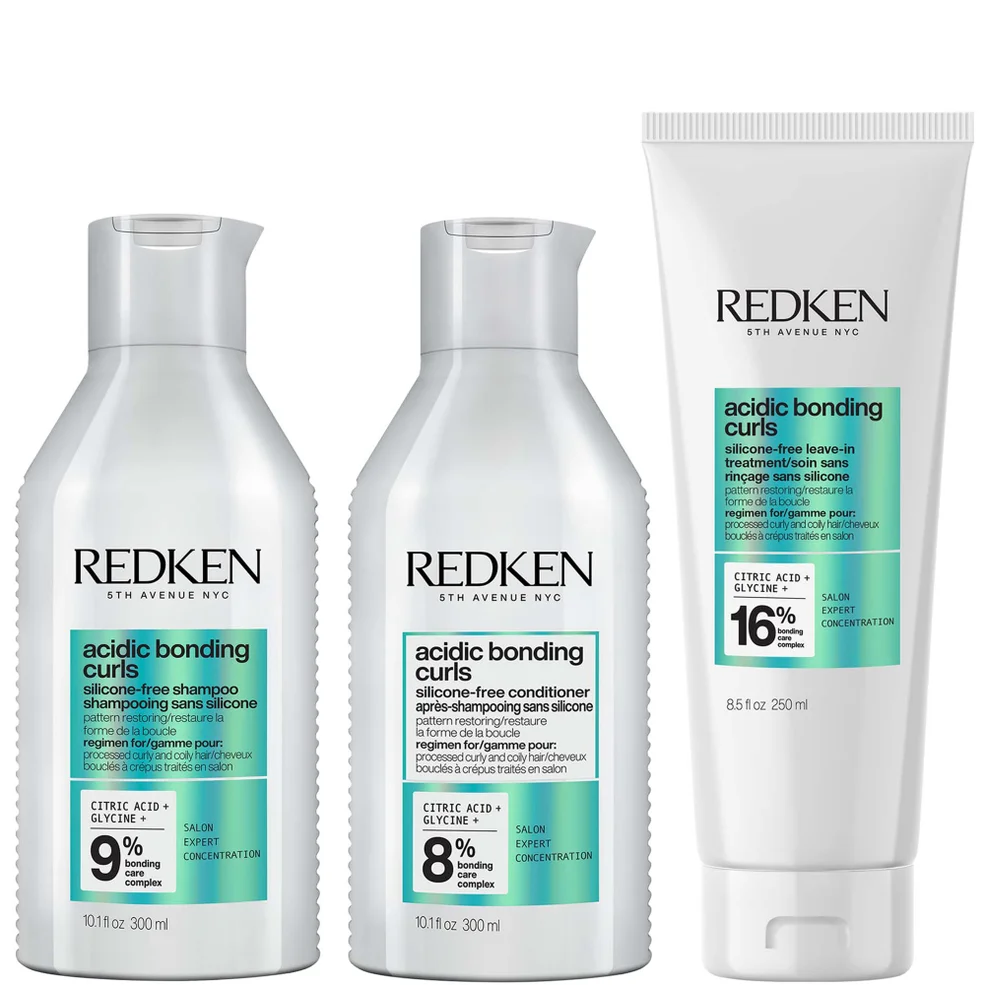 Redken Acidic Bonding Curls Silicone-Free Shampoo Conditioner and Leave-In Routine for Damaged Curls and Coils Imagen 1
