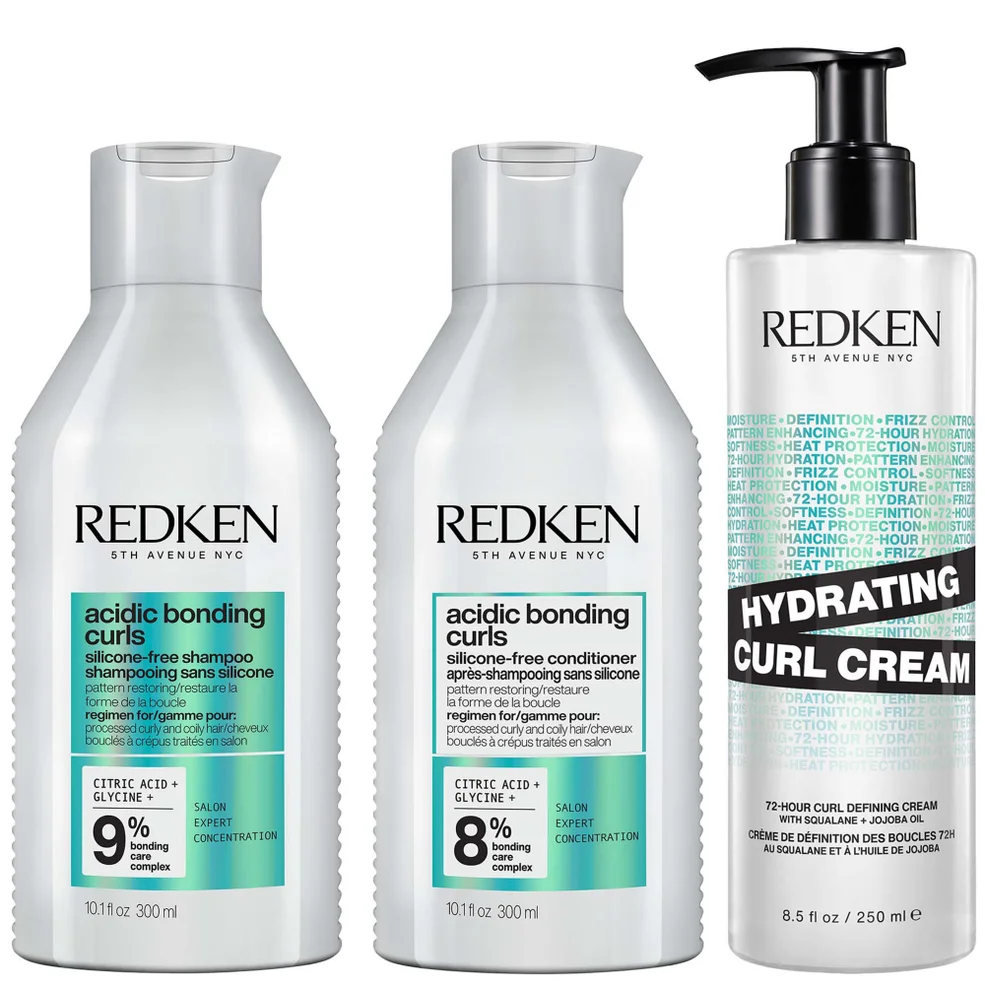 Redken Acidic Bonding Curls Shampoo Conditioner and Hydrating Curl Cream for Restoring Damaged Curls and Coils Imagen 1