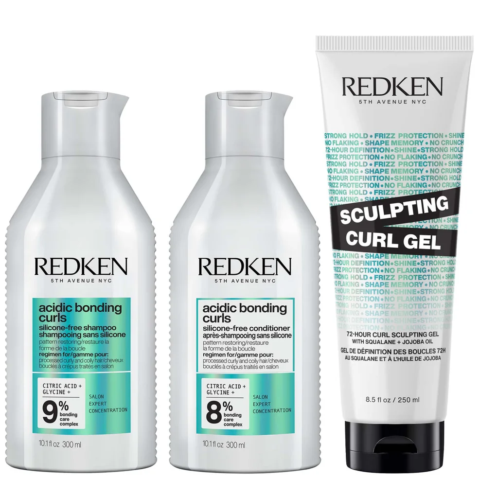 Redken Acidic Bonding Curls Shampoo Conditioner and Sculpting Curl Gel Bonding Care Bundle for Curls and Coils Imagen 1