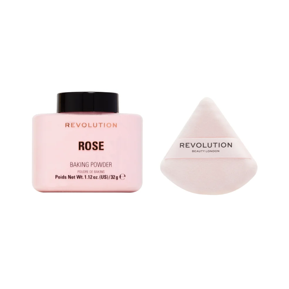 Makeup Revolution Baking Powder and Powder Puff Duo - Rose Imagen 1