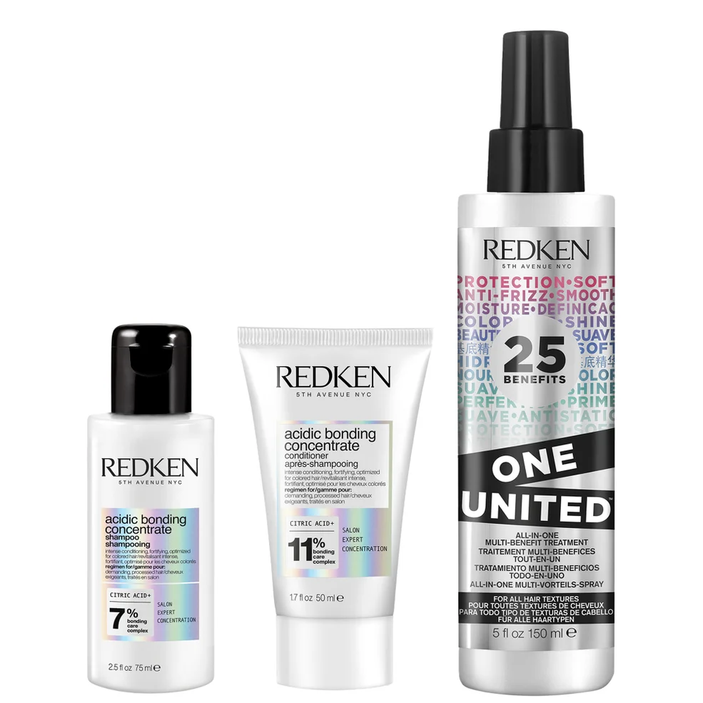 Redken Acidic Bonding Concentrate Shampoo and Conditioner with One United Spray Bundle for Healthy Looking Hair Imagen 1