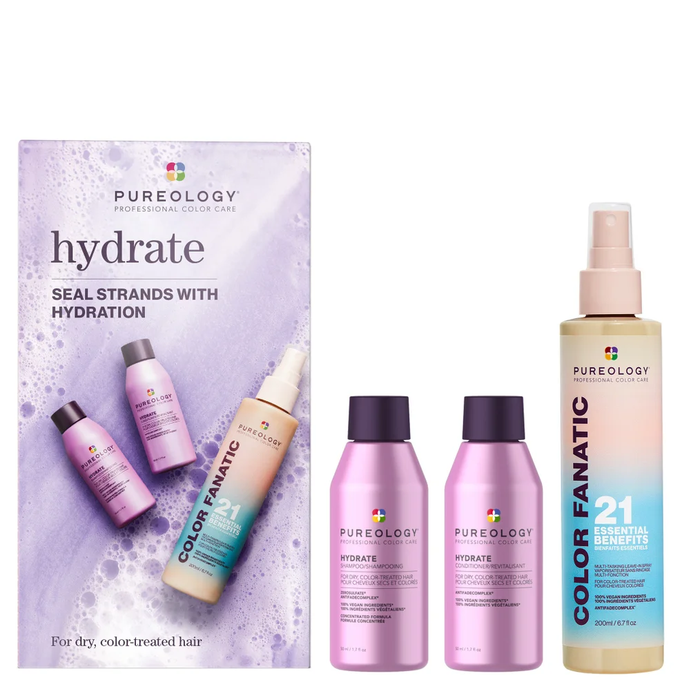 Pureology Hydrate Discovery Set for Dry Hair with Mini Shampoo and Conditioner 50ml with Color Fanatic Spray 200ml Imagen 1