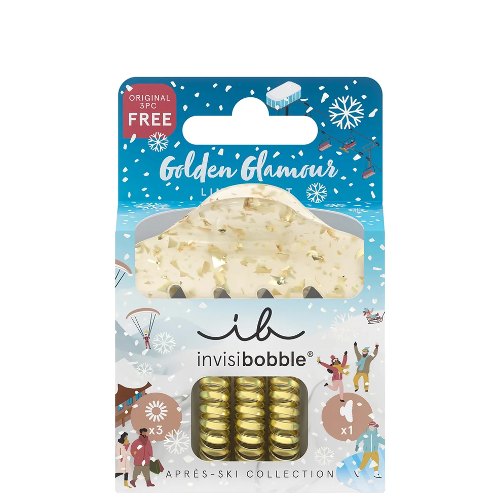 invisibobble Apres Ski Golden Glamour Spiral Scrunchie and Clip Set Imagen 1