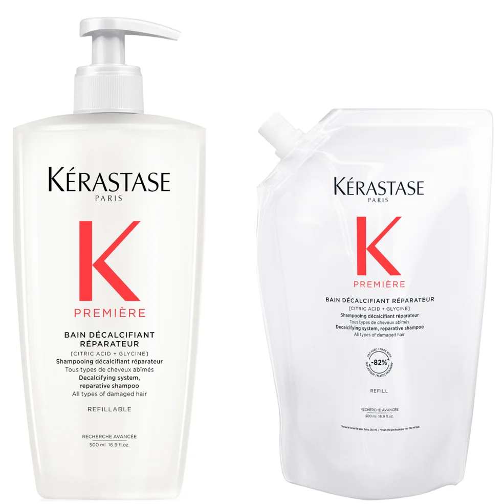 Kérastase Première Refillable Shampoo and Refill Pouch Duo for Damaged Hair with Pure Citric Acid and Glycine 500ml Imagen 1