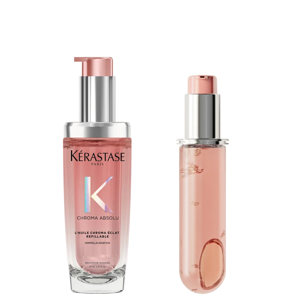 Kérastase Chroma Absolu Refillable Hair Oil and Refill Capsule Duo for Fine to Medium Hair with Glycerin & Hyaluronic Acid 75ml Imagen 1