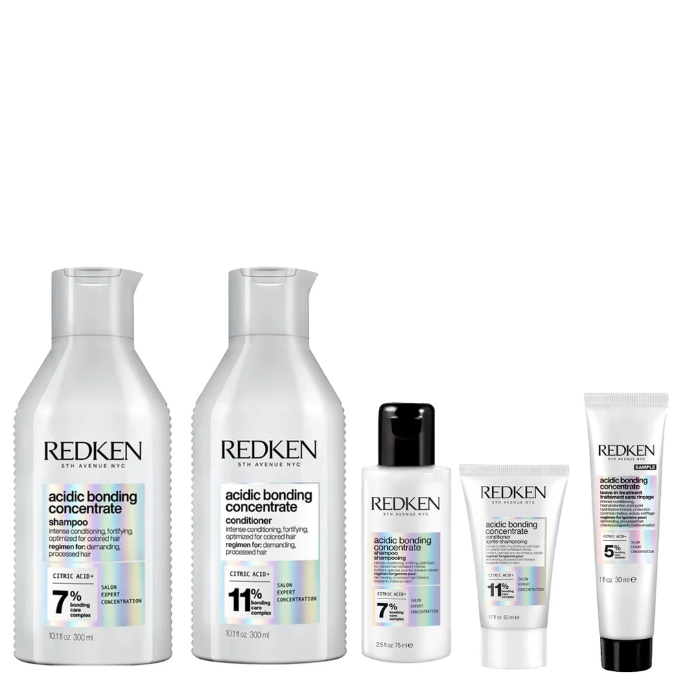 Redken Acidic Bonding Concentrate Shampoo and Conditioner 500ml with Shampoo 75ml, Conditioner 50ml and Leave-In Treatment 30ml Imagen 1