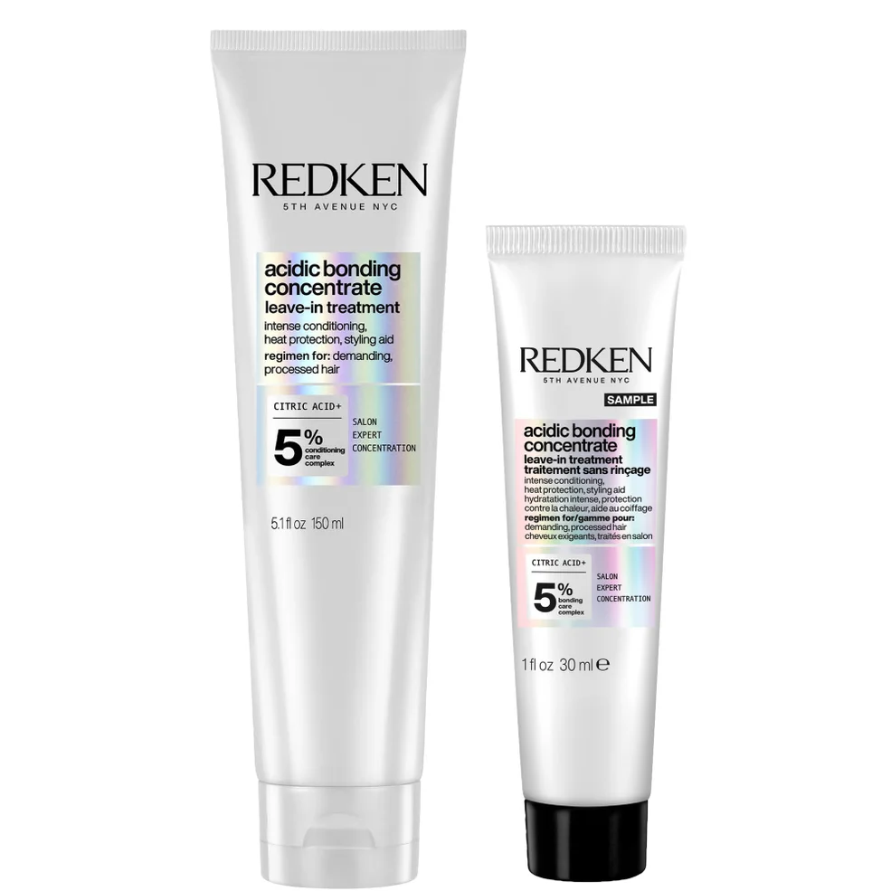 Redken Acidic Bonding Concentrate Leave-In Treatment 150ml with Travel Size Leave-In Treatment 30ml, Bond Repair Bundle Imagen 1