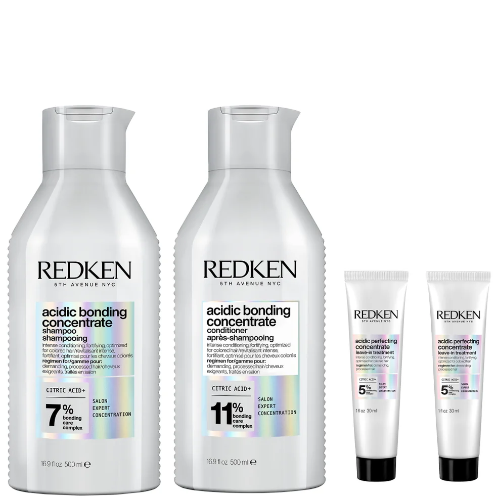 Redken Acidic Bonding Concentrate Shampoo and Conditioner 500ml with Leave-In Treatment 2 x 30ml, Bond Repair for Damaged Hair Imagen 1