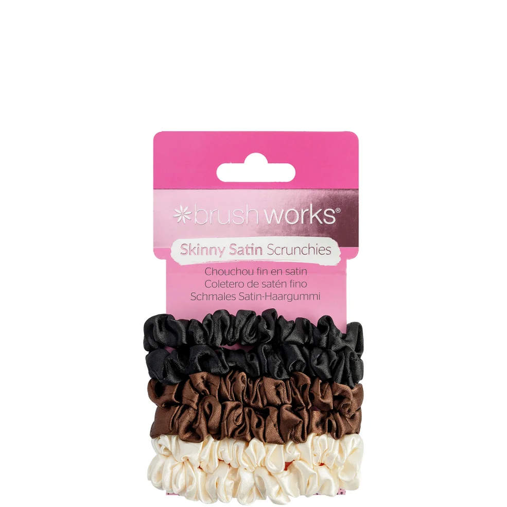 brushworks Skinny Satin Scrunchies - 6 Pack Imagen 1