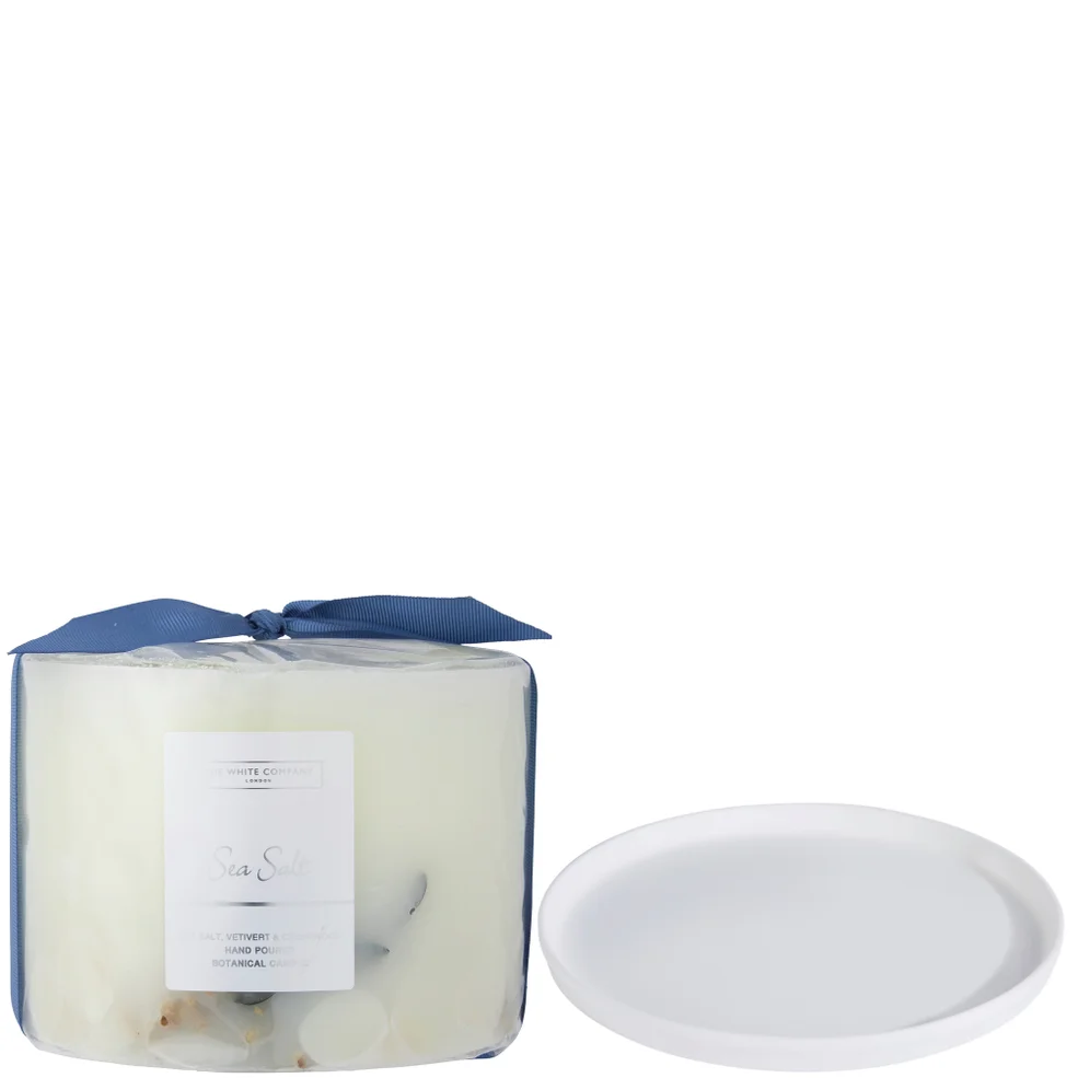 The White Company Sea Salt Botanical Candle and Plate - Large Imagen 1